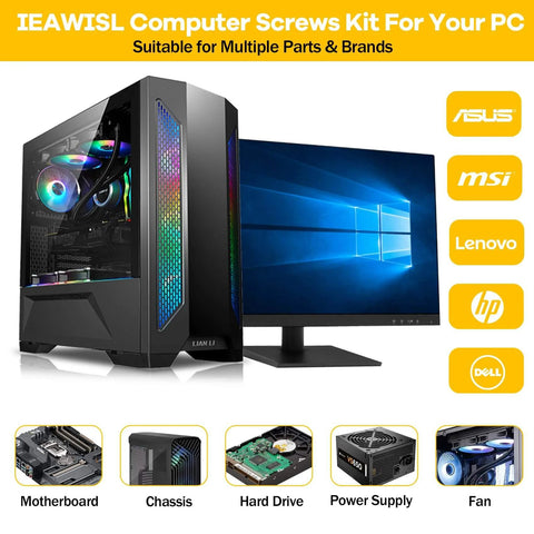 524 Piece PC Screw Kit For Full Rig Build With Motherboard Standoffs And Screws For M2 NVMe SSDs HDD Case Fans And PSU