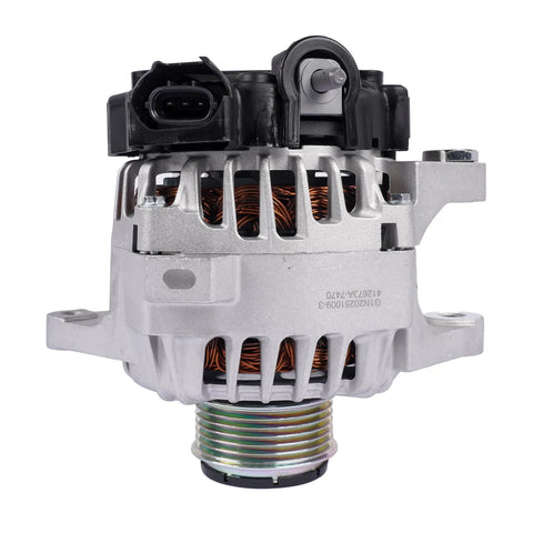 Front view of Drop In Alternator Replacement For Hyundai Veloster 2013 To 2017 And Kia Soul Forte Koup Forte5 Rio 2012 To 2017 1.6L 110A 12V CW 6 Groove 373002B760 11609 Compatible
