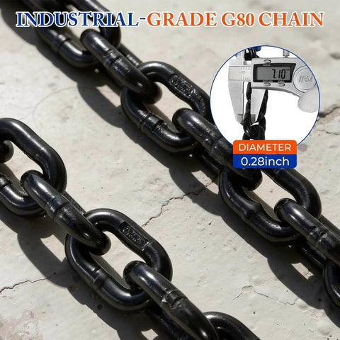Upgraded Chain Drum Lifter For 30 And 55 Gallon Closed Drums With 1 Ton Capacity, Carbon Steel Lifting Chain close-up view