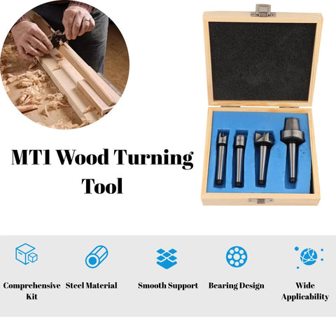 MT1 Wood Lathe Center Kit Four Live Centers for Wood Turning with Wooden Box and Durable Steel Construction