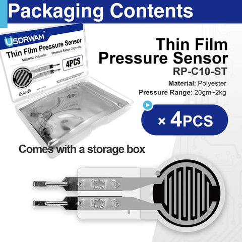 Thin Film Pressure Sensor RP-C10-ST, polyester; 4 pcs in storage box, 20g-2kg range