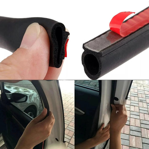 Heavy Duty D Shape Weather Stripping Three Quarter Inch By Three Quarter Inch Eight Foot Self Adhesive EPDM Rubber Seal installation on car door