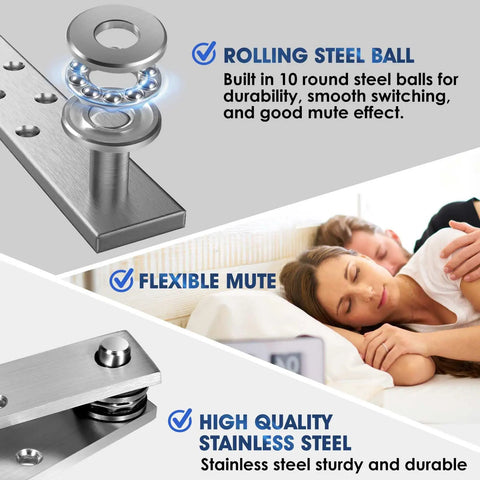 Hidden Pivot Hinges For Heavy Duty Wood Doors Up To 300 Lb Side Mount Invisible Door Hardware Stainless Steel Rustproof Ball Catch Kit