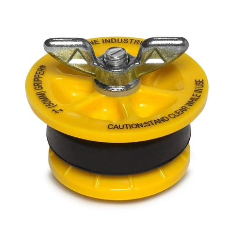 End Of Pipe Gripper Test Plug 2 Inch Yellow For Plumbing System Tests Seals Inside Pipe Up To 17 PSI or 40 Ft Head Pressure