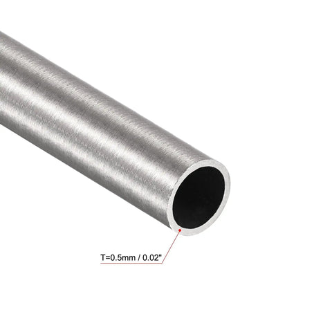 Close-up of Stainless Steel Round Tube 6mm Outer Diameter 0.5mm Wall 300mm Length Pack Of 3 304 Grade Polished Finish Weldable