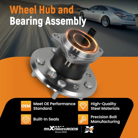 2-Piece Rear Wheel Hub Bearing Assembly For Toyota Camry, Avalon, Highlander, Solara And Lexus ES Series 2001-2012 With 5 Lug And ABS, Fits ES300 ES330 ES350 2002-2012, Replaces 512206 512207