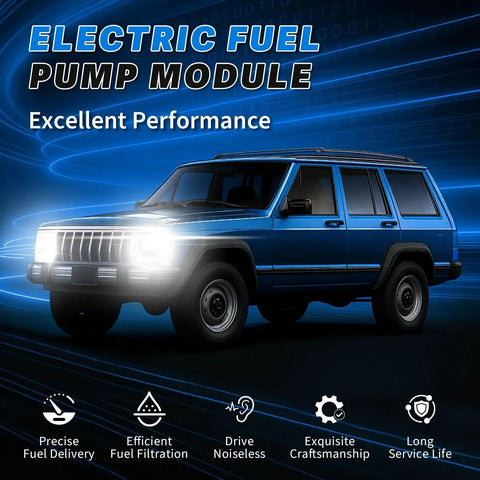 Blue 1996 Jeep Cherokee illustrating Electric Fuel Pump Module benefits and performance features.
