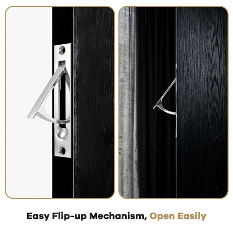 Brushed Silver Pocket Door Hardware Set With 2 Recessed Flush Finger Pulls And 1 Edge Pull Stainless Steel Pocket Door Pull