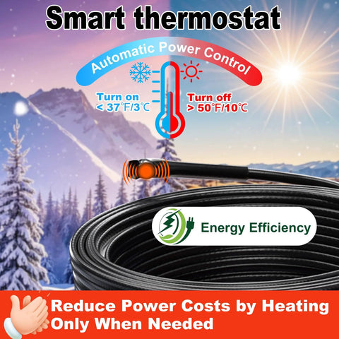 HEATIT heating cable coil, black heat tape for water pipes, 6 ft, 120V, 7 W/ft
