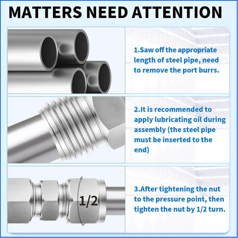 ChillWaves 304 stainless steel compression tube fitting, 1" OD x 1" OD; assembly diagram with pipes and threaded nut.