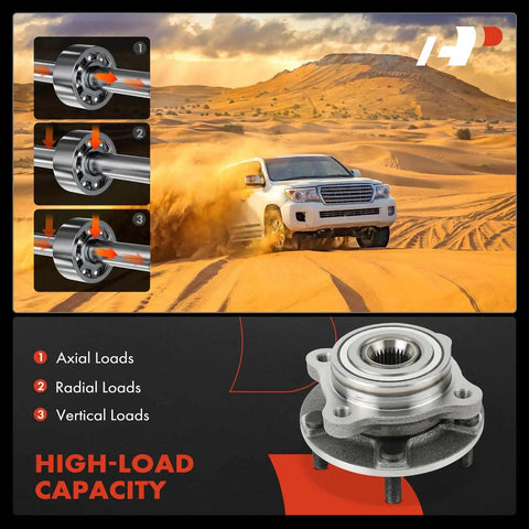 Front Wheel Bearing and Hub Assembly Pair for AWD Dodge Stealth 1991 to 1996, Mitsubishi 3000GT 1991 to 1999, and Lancer 2003 to 2006