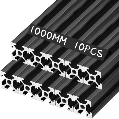 Ten Pieces Of 1000 MM 2020 Aluminum Extrusion European Standard Anodized Linear Rail For DIY CNC Workbench And 3D Printer Parts Black T Style Ideal For Makers And Hobbyists Building Custom Frames And Rigs