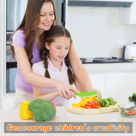 8 Piece Wooden Kids Kitchen Knife Set For Real Cooking Including 4 Plastic Toddler Safe Knives Crinkle Cutter Y Peeler