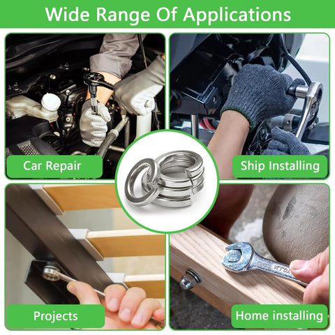Spring lock washers assortment kit, 1100 pcs, 304 stainless steel, metric M2–M12, Amazon brand