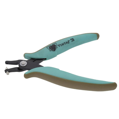 Metal Hole Punch Pliers With Gauge Guard For 22 Gauge Sheet Metal or thinner; turquoise handle for jewelry making in copper, silver.