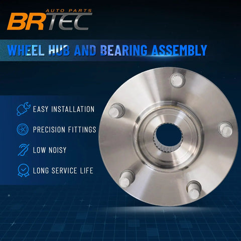 Front Left And Right Wheel Hub Assembly For Mitsubishi Lancer 2008 To 2017 And Outlander 2007 To 2019 Outlander Sport 2011 To 2019 Outlander PHEV 2018 To 2019 Drop In Bolt On OE Quality 3380A018 930005 5 Lug Replacement shown.
