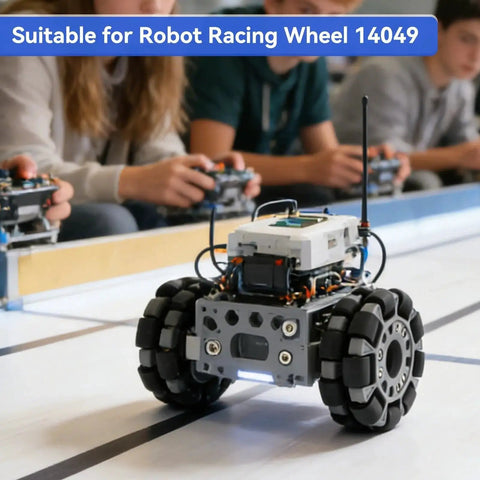 100mm Omnidirectional Wheel For Robot Platform with Dual Plastic Wheel Set and Rubber Rollers on a racing robot.