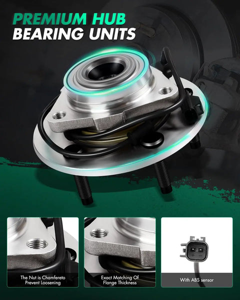 Heavy Duty Front Wheel Hub Bearing 2 Pack 5 Lug For Dodge Ram 1500 2002 2003 2004 2005 With ABS Direct Fit Premium OE Style Replacement