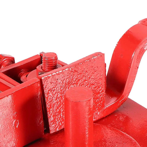 Close-up of Tubing Bending Hand Tool With Straight Jaw Pliers for ductwork, showing red metal construction and ergonomic design.