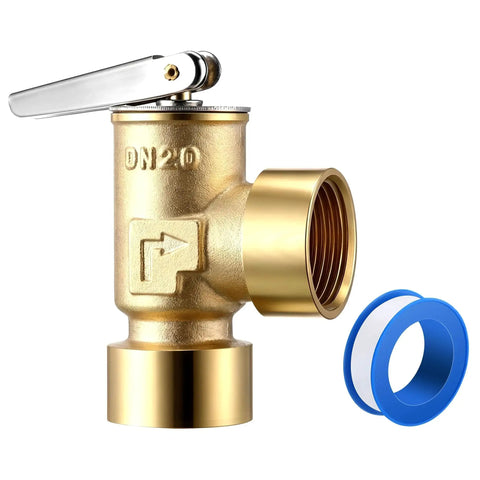 30 PSI Boiler Pressure Relief Valve Three Quarter Inch Female NPT To Three Quarter Inch Female NPT Brass With PTFE Thread Seal Tape