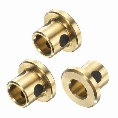Brass flange sleeve bearings, 3 pcs, 5mm bore x 7mm OD x 8mm height, graphite-impregnated oilless bushings, Amazon