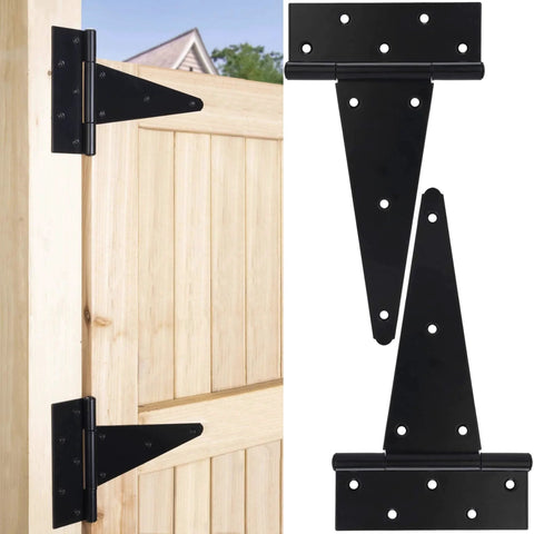 10 Inch T Strap Gate Hinges Heavy Duty Shed Barn Door Hinges Black Tee Hinges For Wooden Fence And Yard Gate Wrought Iron Rustproof