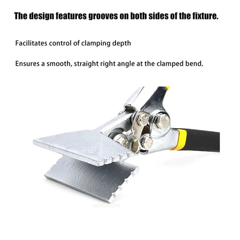 Close-up of heavy duty metal plate clamping fixture bending machine with switch lock mechanical sealing straight head tool