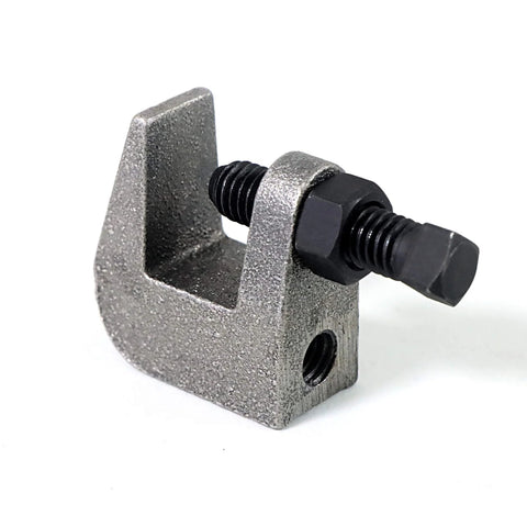 NIDAYE top beam clamp, iron construction with UNC 3/8 bolt, 3/4 jaw opening for beam piping support (close-up side view)