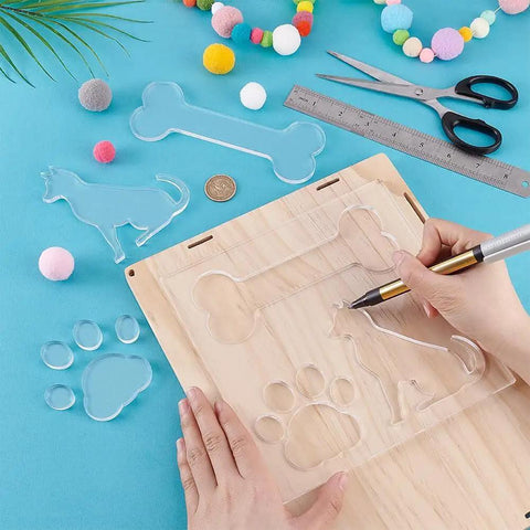 Clear Acrylic 3 In 1 Dog Bone And Paw Router Template Set For Woodworking No Fuss Reusable Jig Stencils For DIY Projects