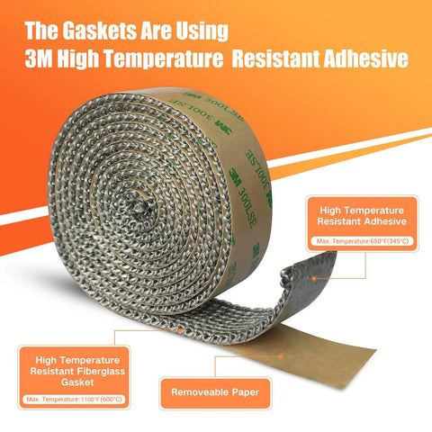Stove gasket tape roll, 1 in x 72 in, fiberglass with 3M high-temperature adhesive and removable paper