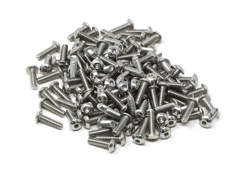 Pile of 100 Pack Stainless Steel 304 Hex Socket Button Head Cap Screws Kit Go-To 4-40 x 3/8 Inch suitable for electronics and DIY projects