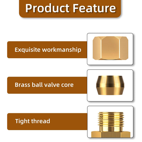 Brass compression tube fitting straight coupling adapter 1/4 in OD to 1/4 in NPT female, 6 pcs