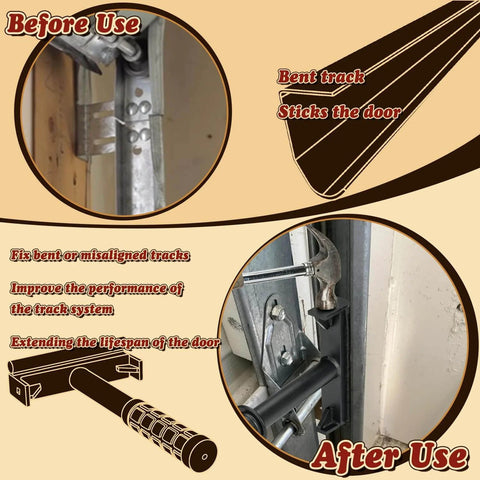 Heavy Duty Garage Door Vertical Track Repair Tool Set For 2 Inch Roller Rail Systems Realign Bent Tracks Like A Pro