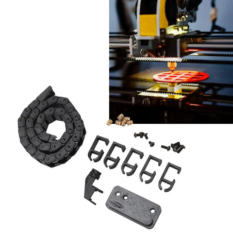 3D Printer Drag Chain 16.9 Inch Kit For Bamboo P1P Cable Carrier Low Noise Quiet Operation No Fuss Install With Hardware Screws And Nuts