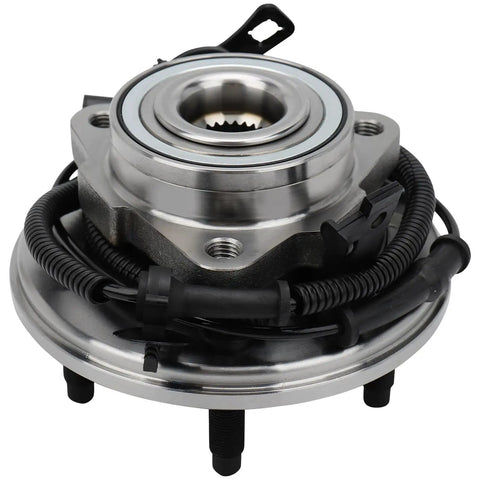 Wheel Hub Bearing Assembly Front Or Rear For Ford Explorer 2006 2010 Explorer Sport Trac 2007 2010 Mercury Mountaineer 2006 2010 5 Lug ABS Compatible Premium Replacement Easy Install, close-up view showing 5-lug design and electrical connector.