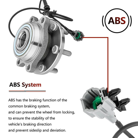 Pair Front Wheel Bearing And Hub Assembly For 2005-2019 Nissan Pathfinder Xterra Frontier And 2009-2012 Suzuki Equator 4x4 Models with ABS sensor.