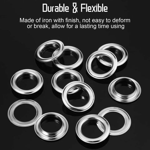 Image showing 25 Sets 1 Inch Grommets And Eyelets Kit With Washers Self Backing for leather tarp clothes, durable metal fasteners.