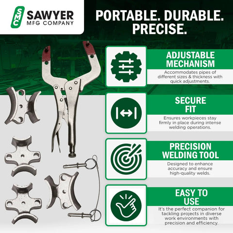 Sawyer Welders 3rd Hand portable pipe welding clamp with adjustable mechanism and jaw components