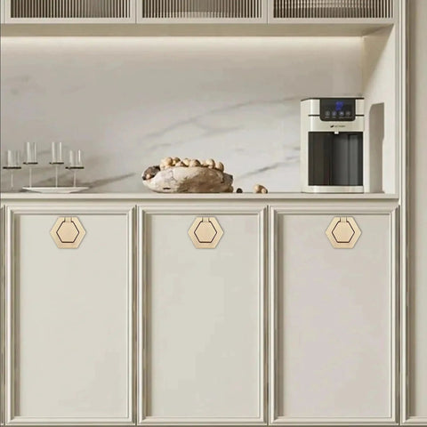 Kitchen with Two Pack Zinc Alloy Flush Mount Cabinet Pull Handles Gold Finish Flat Ring Style With 40mm Hole Distance installed