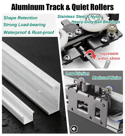 Trackless Sliding Door Hardware With Soft Close Kit For Barn Doors Heavy Duty Ghost Door Track System components details