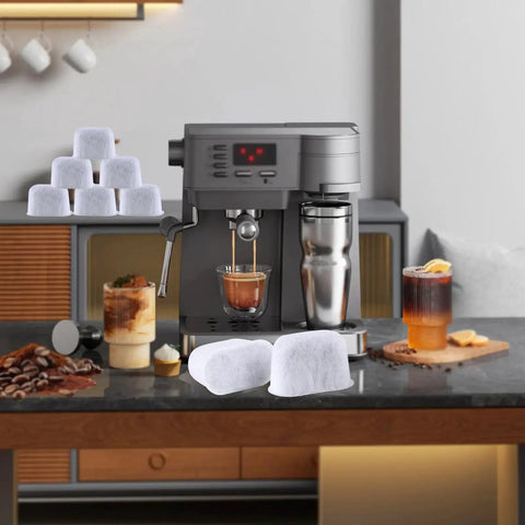 Charcoal water filter set, 6 pcs, for Breville Barista Express/Pro espresso machines on kitchen counter