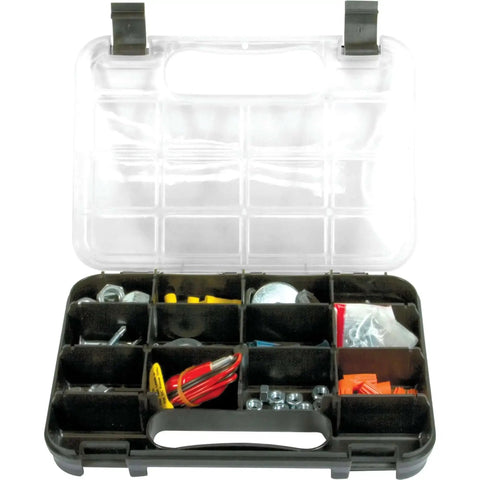 Durable Plastic Storage Organizer With Full Height Dividers For Small Parts And Tools Flat Or Upright Storage And Built In Feet