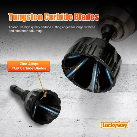 Deburring External Chamfer Tool Set One Eighth To One And Three Eighths Inch With Tungsten Carbide Blades close-up