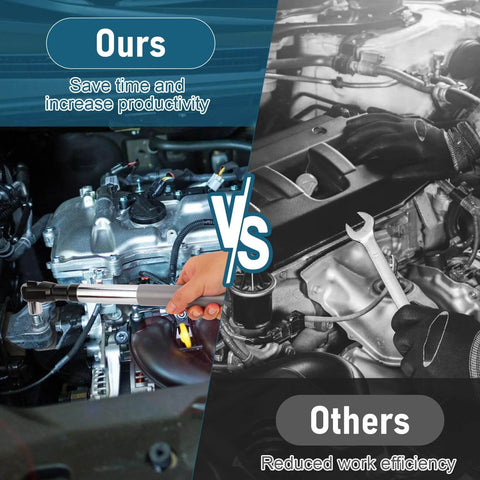 Comparison of using One Half Inch Offset Impact Wrench Extension Kit vs traditional wrench in engine repair context