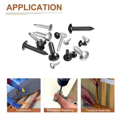 No 8 By 1 Inch Phillips Flat Head Self Tapping Screws Set Carbon Steel High Strength Quick Tapping For Wood Metal Plastic