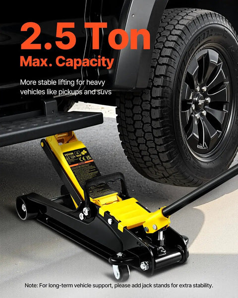 Heavy Duty Floor Jack 2.5 Ton Low Profile With Single Piston Lift Pump lifting a car tire