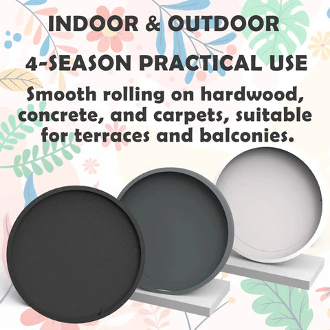 11 Inch Heavy Duty Plant Caddie With Wheels Rolling Planter Stand for Indoor and Outdoor Use, shown on decorative background.
