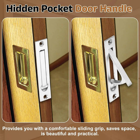 Five Pack Pocket Door Handles 304 Stainless Steel Edge Pulls Bronze Finish Includes Screws 44mm Length 87mm Hole Spacing shown installed