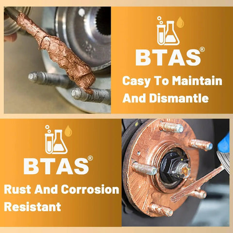 Copper Anti Seize Grease Lubricant For High Temp Spark Plug Bolts 8 Oz Never Seize Compound applied on bolt threads in wheel hub.