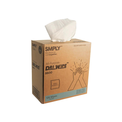 Box of All Purpose Disposable Wipes For Auto Shops And Industrial Cleaning, 126 count, center pull sheets visible